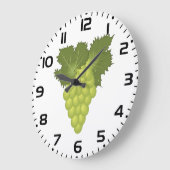 Green Grapes Vine Leaves Fresh Fruit Große Wanduhr (Winkel)