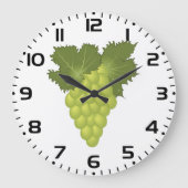 Green Grapes Vine Leaves Fresh Fruit Große Wanduhr (Vorderseite)
