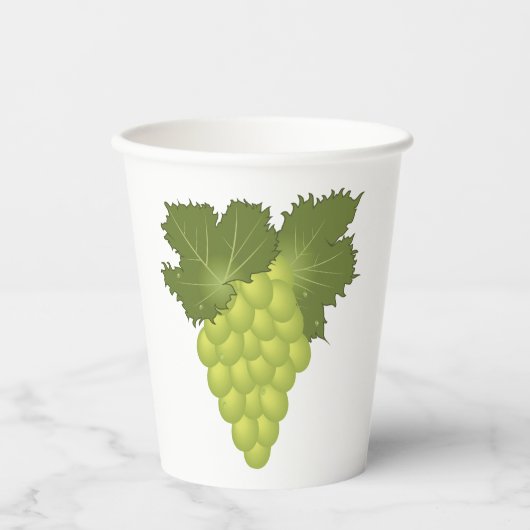 Green Grapes Vine Leaves Fresh Fruit Pappbecher (Vorderseite)