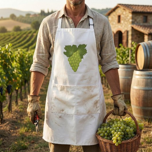 Green Grapes Vine Leaves Fresh Fruit Schürze