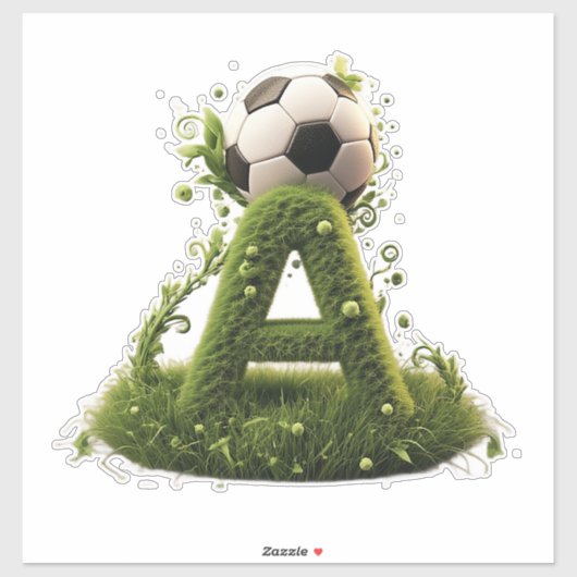 Green Grass Letter A Topiary With Soccer Ball Aufkleber (Blatt)