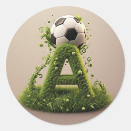 Green Grass Letter A Topiary With Soccer Ball Runder Aufkleber
