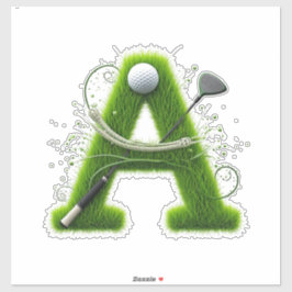 Green Grass Letter A With Golf Clubs: Sport, Natur Aufkleber