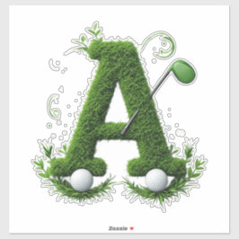 Green Grass Letter A With Golf Clubs: Sport, Natur Aufkleber