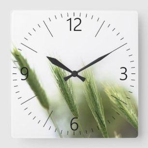 Green grass quadratische wanduhr