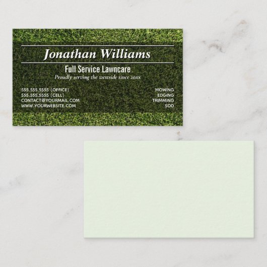Green Grass Simple Lawncare or Landscaping Visitenkarte (Vorne/Hinten)