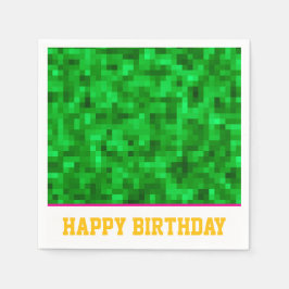 Green Grass Sports Team Field Happy Birthday Serviette