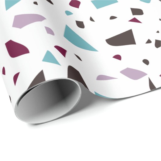 Green Gray Abstrakt Terrazzo Mosaic Steinmuster Mu Geschenkpapier (Rolleneckpunkt)