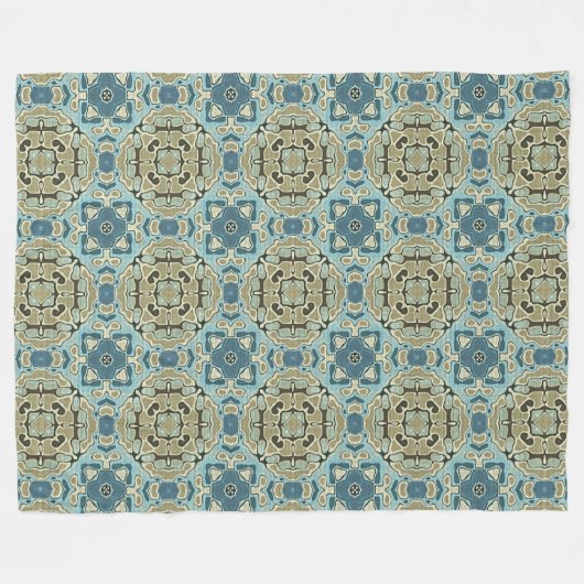 Green Gray Aquamarin Blue Ochre Angesagter Bohemis Fleecedecke (Vorderseite (Horizontal))