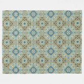 Green Gray Aquamarin Blue Ochre Angesagter Bohemis Fleecedecke (Vorderseite (Horizontal))