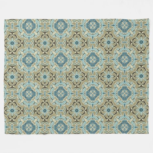 Green Gray Aquamarin Blue Ochre Angesagter Bohemis Fleecedecke (Vorderseite (Horizontal))