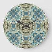 Green Gray Aquamarin Blue Ochre Angesagter Bohemis Große Wanduhr (Vorderseite)