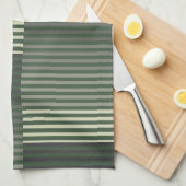 Green, Gray, Black, Cream Stripes Geschirrtuch (Viertel Falte)