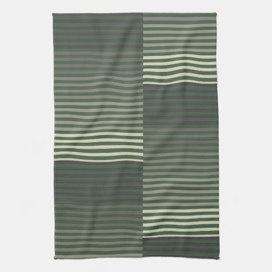 Green, Gray, Black, Cream Stripes Geschirrtuch (Vertikal)