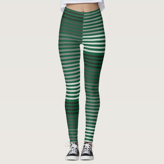 Green, Gray, Black, White Stripes Leggings (Vorderseite)