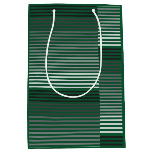 Green, Gray, Black, White Stripes Mittlere Geschenktüte (Vorderseite)