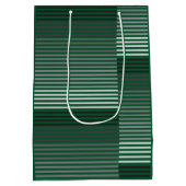 Green, Gray, Black, White Stripes Mittlere Geschenktüte (Rückseite)