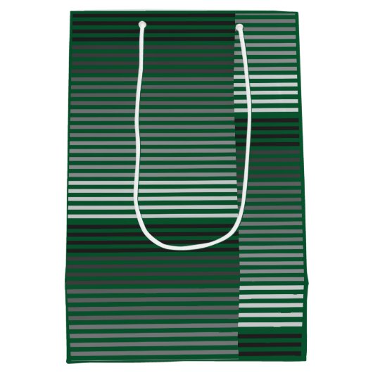 Green, Gray, Black, White Stripes Mittlere Geschenktüte (Rückseite)