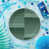 Green, Gray, Black, White Stripes Pappteller (Party)