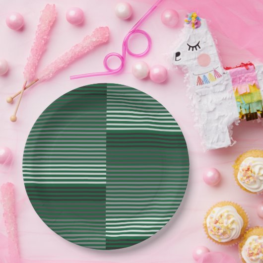 Green, Gray, Black, White Stripes Pappteller (Party)