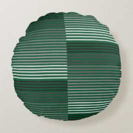 Green, Gray, Black, White Stripes Rundes Kissen