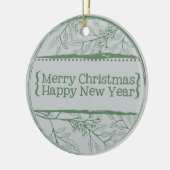 Green Gray Blätter Weihnachten Keramik Ornament (Links)