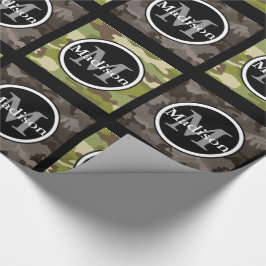 Green & Gray Camouflage mit/Name und Monogramm Geschenkpapier