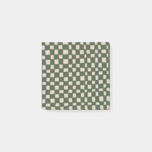Green Gray Checkered Checkerboard Muster Post-it Klebezettel