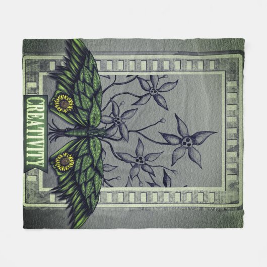 Green & Gray Creativity Blanket Fleecedecke (Vorderseite (Horizontal))