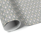 Green Gray Elegant Ditsy Floral Geschenkpapier (Rolleneckpunkt)