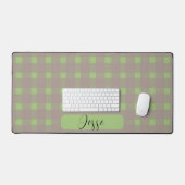 Green Gray Gingham Pattern Schreibtischunterlage (Tastatur & Maus)