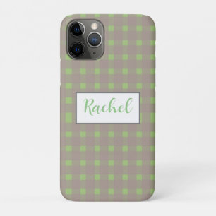 Green Gray Gingham Personalisiert Case-Mate iPhone Hülle