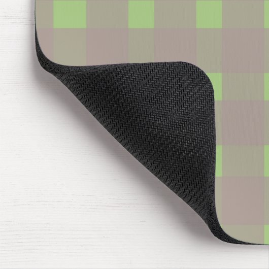 Green Gray Gingham Personalisiert Mousepad (Ecke)