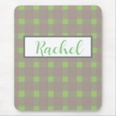 Green Gray Gingham Personalisiert Mousepad (Vorne)