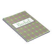 Green Gray Gingham Personalisiert Notizblock (Rechte Seite)