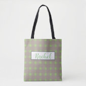Green Gray Gingham Personalisiert Tasche (Vorderseite)