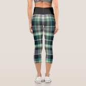 Green Gray Kariert Tartan Pattern Capri Leggings (Rückseite)