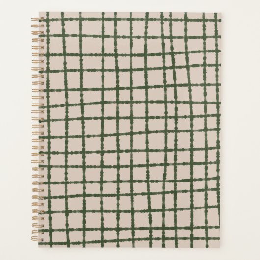 Green Gray Karo Muster Modernes & Minimalistisches Planer (Vorderseite)