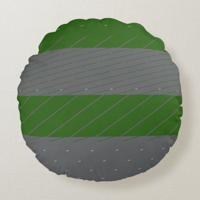 Green & Gray Muster Rundes Kissen (Vorderseite)