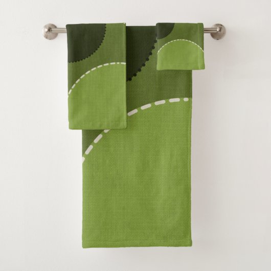 Green Gray Polka Dot Abstrakt Badhandtuch Set (Insitu)