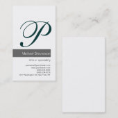 Green Gray Schwarz-weiß Consultant Business Card Visitenkarte (Vorne/Hinten)