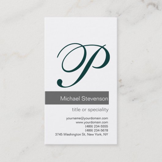 Green Gray Schwarz-weiß Consultant Business Card Visitenkarte (Vorderseite)