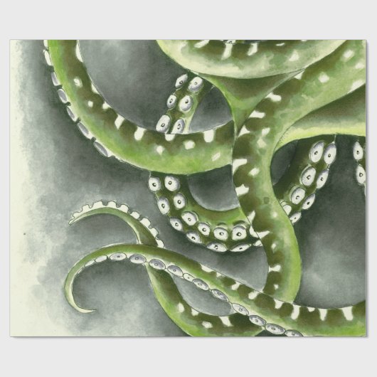 Green Gray Tentacles Geschenkpapier (Flach)