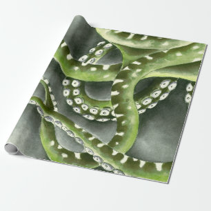 Green Gray Tentacles Geschenkpapier