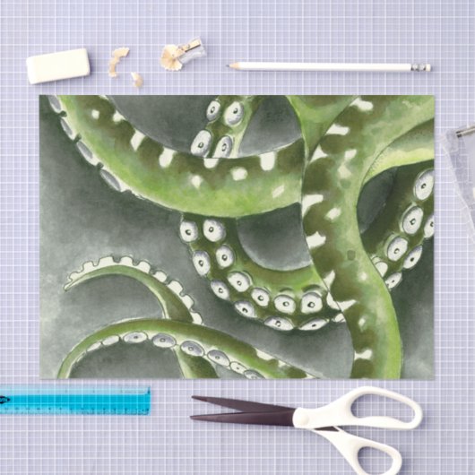 Green Gray Tentacles Seidenpapier (Handwerk)