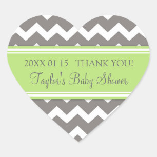 Green Gray Zickzack Baby Shower Pflegeaufkleber Herz-Aufkleber