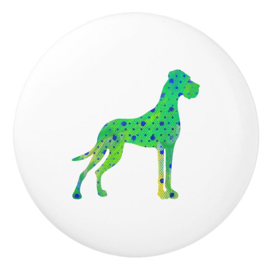 Green Great Dane Keramikknauf (Vorderseite)