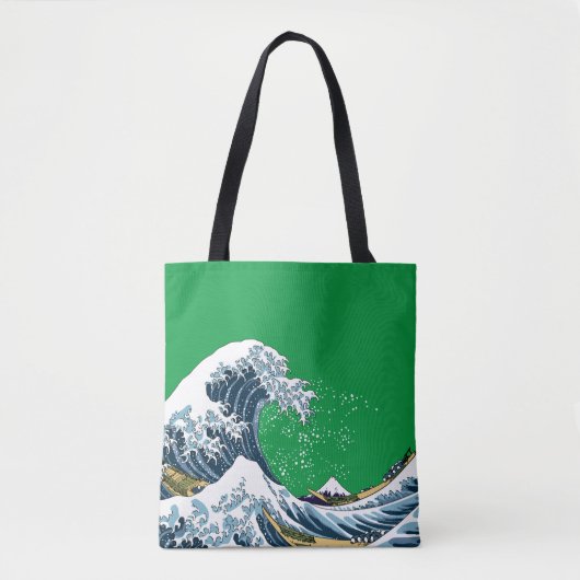 Green Great Wave off Kanagawa Moderner Pop Tasche (Vorderseite)