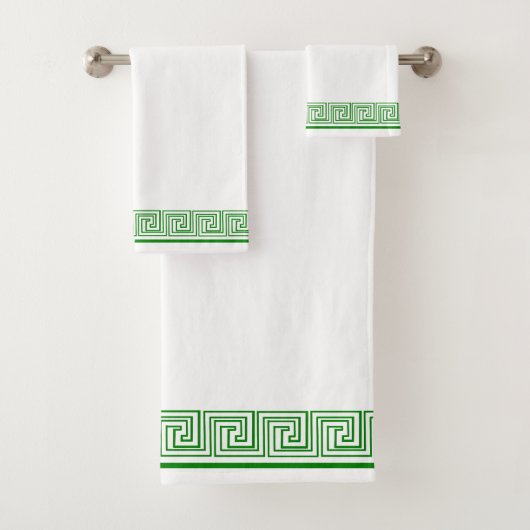 Green Grecian Frieze Design Badhandtuch Set (Insitu)