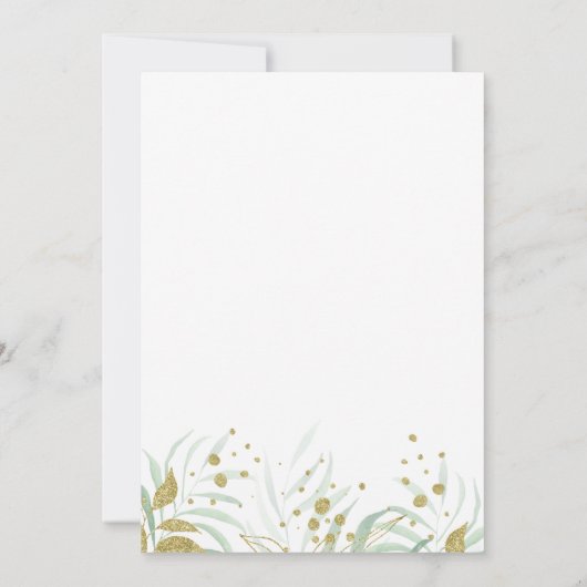 Green Green and Gold Elegant Gender Reveal Einladung (Rückseite)